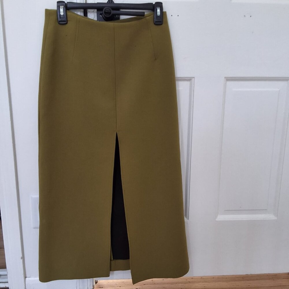 Karen Millen khaki midi  skirt size 2 new with tags